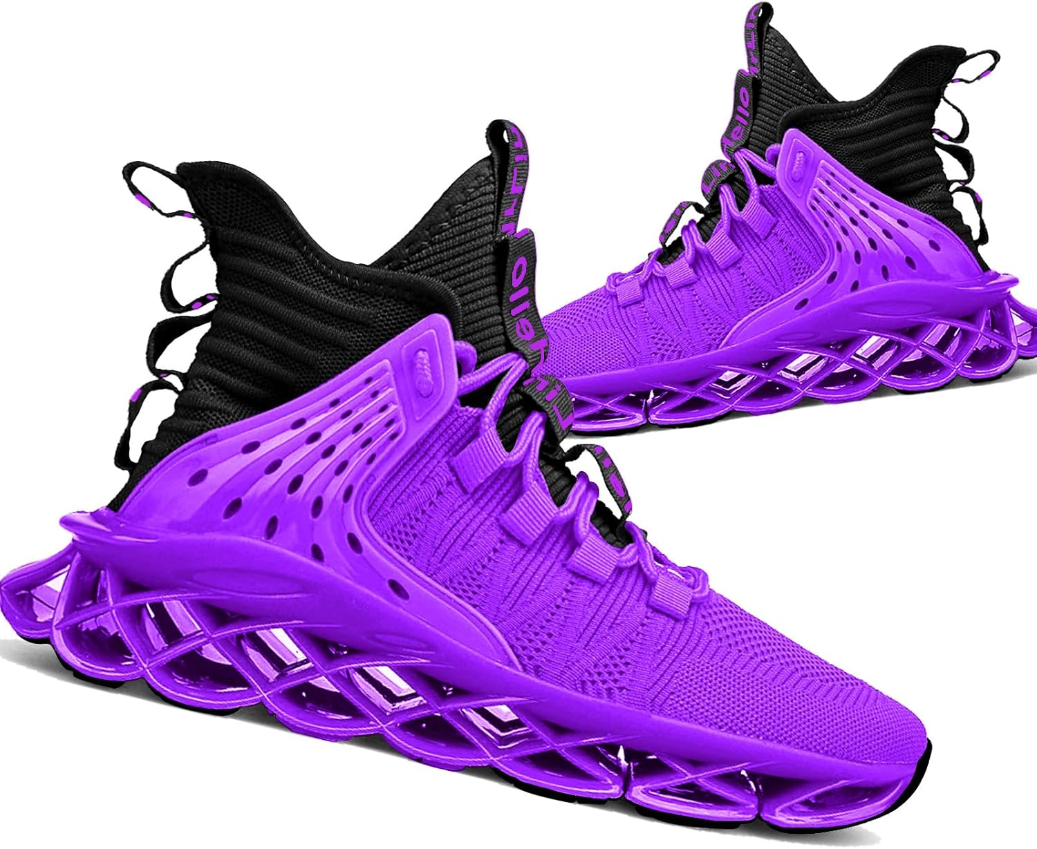 

Мужские кроссовки для бега Hello MrLin с противоскользящей подошвой, для тенниса и ходьбы, блейдовый тип, стиль хип-хоп, черный/фиолетовый