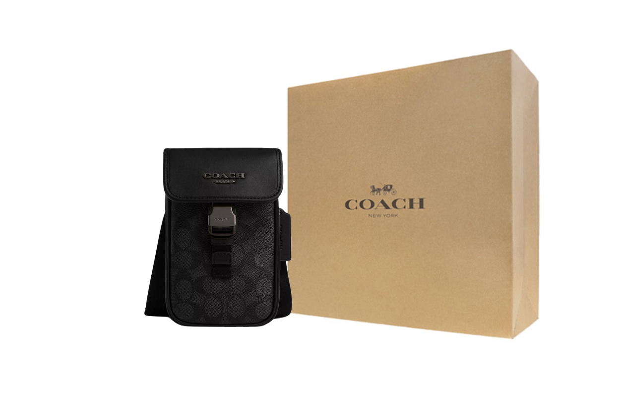 

COACH Кожаная сумка через плечо на пояс мужская угольно-серая