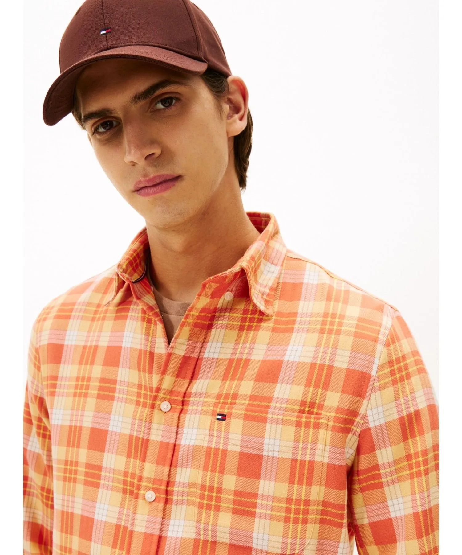 Рубашка из мягкой на ощупь ткани в клетку, стандартного кроя TOMMY HILFIGER, Orange 0PE — фото 2
