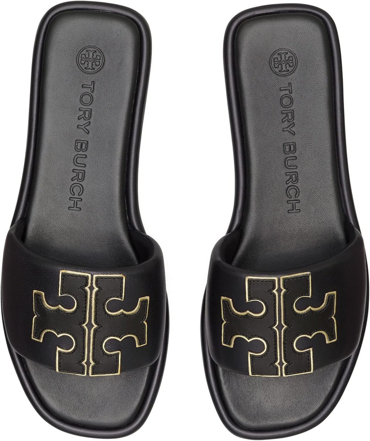 Сандалии на плоской подошве Double T Sport Slide Tory Burch, цвет Perfect Black/Gold — фото 3