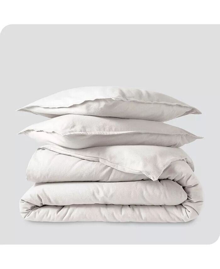 

Комплект пододеяльников из хлопковой фланели Twin/Twin XL Bare Home, белый