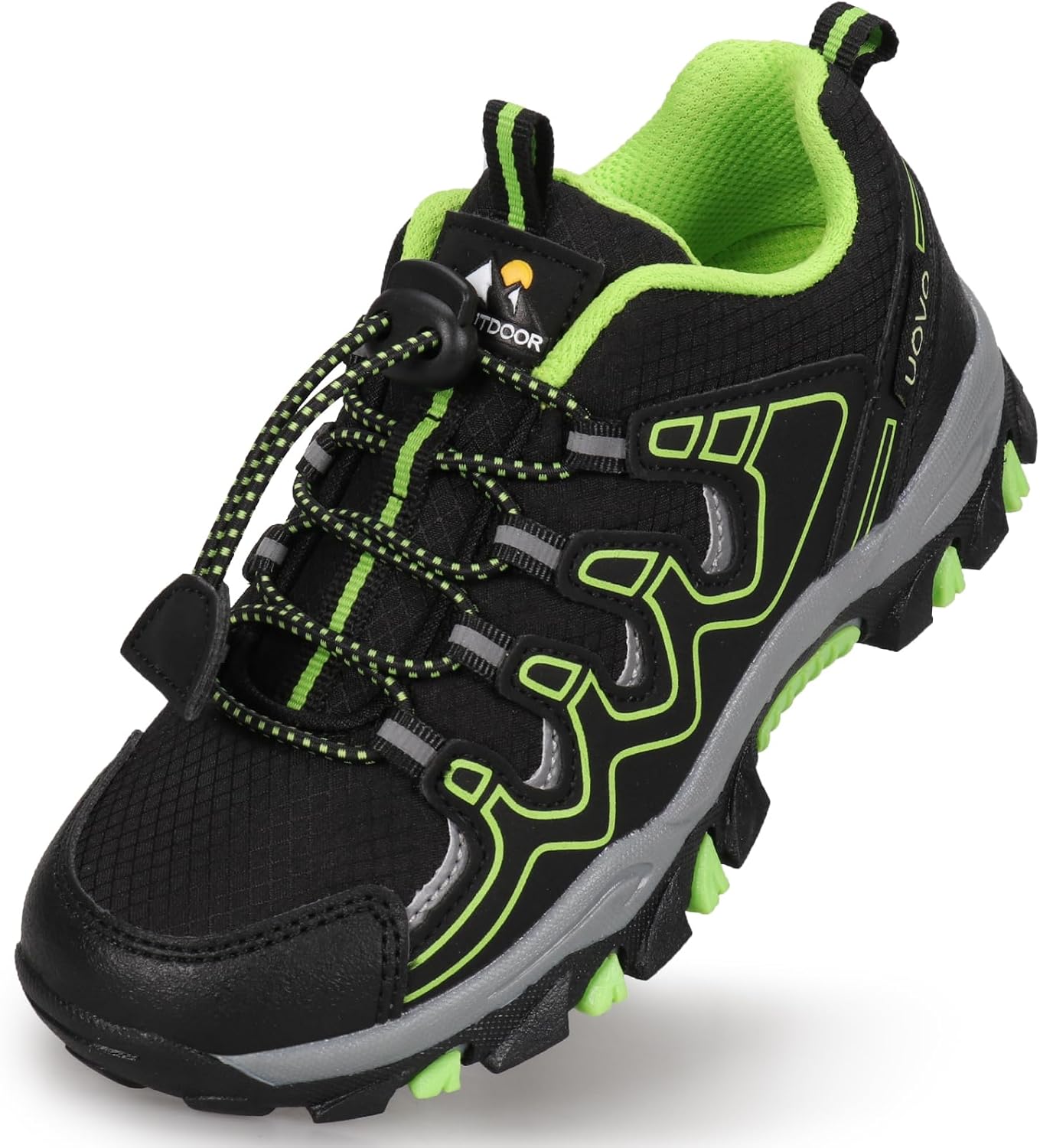 

Кроссовки для мальчиков и девочек UOVO, детская обувь для походов, бега и ходьбы на улице, теннисная обувь, водонепроницаемые, противоскользящие, модные кроссовки (младшие/старшие дети), черный/зеленый