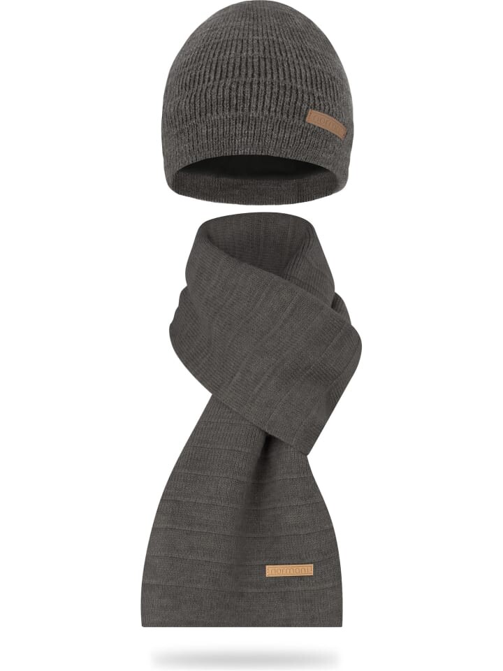 

Шапка normani Winterset mit Mütze und Schal Sudbury, цвет Braun meliert