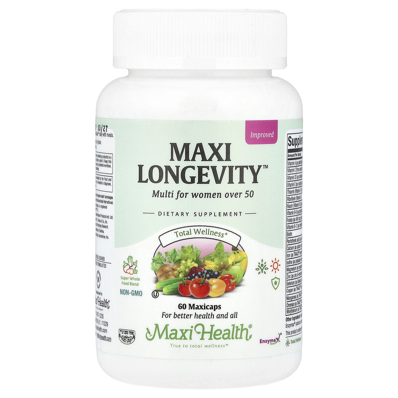 

Maxi Health, Maxi Longevity , мультивитамины для женщин старше 50, 60 капсул