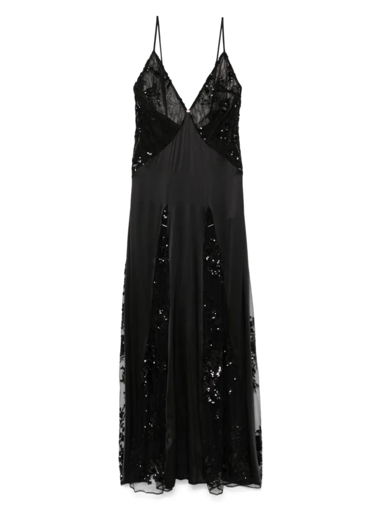 

Платье из атласного кружева Elisabetta Franchi, черный