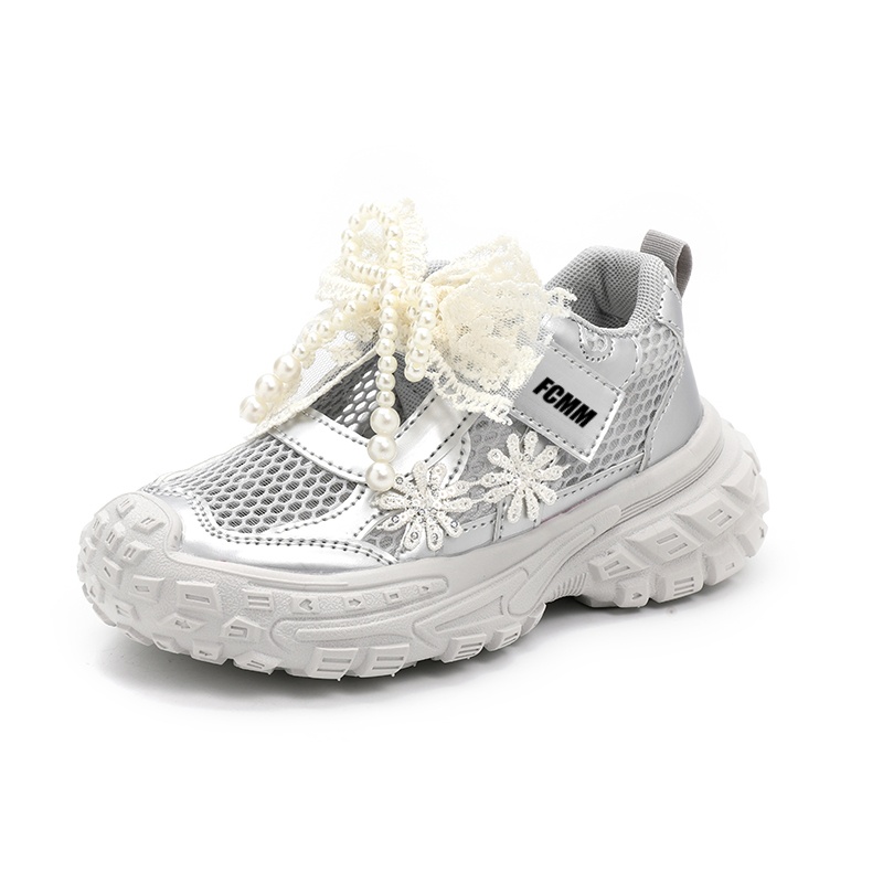 

Нескользящие износостойкие низкие повседневные кроссовки для детей FCMM, серебряный