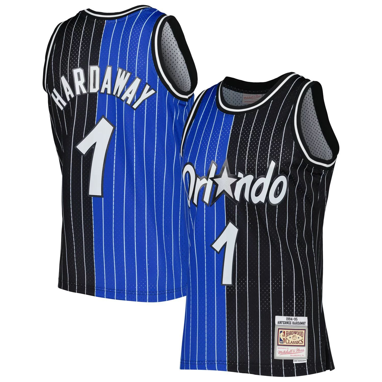 

Мужское джерси Mitchell & Ness Penny Hardaway синее/черное Orlando Magic Hardwood Classics 1994-95 Split Swingman Джерси