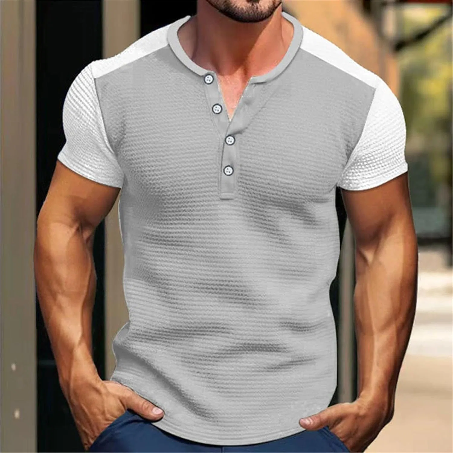 Футболка с принтом Muscle Fit Short Sleeve Raglan, Grey — фото 2