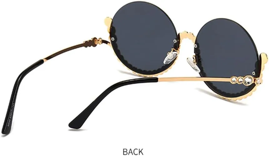 

Винтажные круглые солнцезащитные очки с бриллиантами для женщин, полуовальные, с кристаллами, в стиле ретро, ​​солнцезащитные очки со стразами HDUBFY, C6