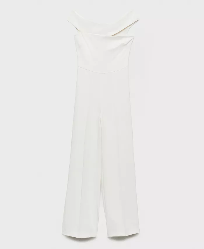 

Женский комбинезон с асимметричным вырезом и длинными штанинами MANGO, коричневый/бежевый