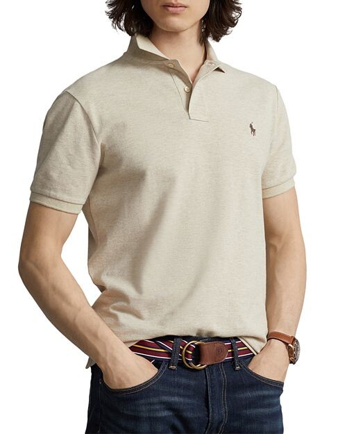 

Рубашка поло из сетчатой ткани приталенного кроя на заказ Polo Ralph Lauren, цвет Tan/Beige
