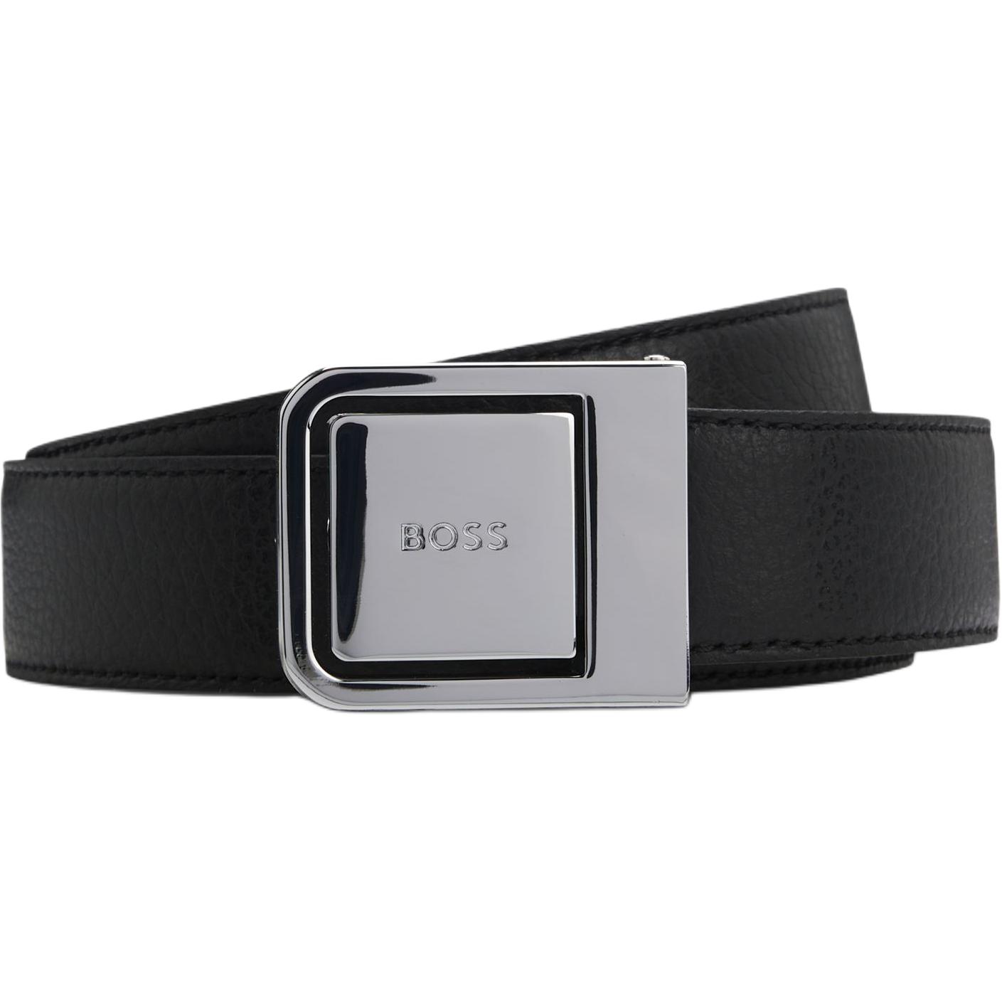 

HUGO BOSS Кожаный ремень мужской черный, Black