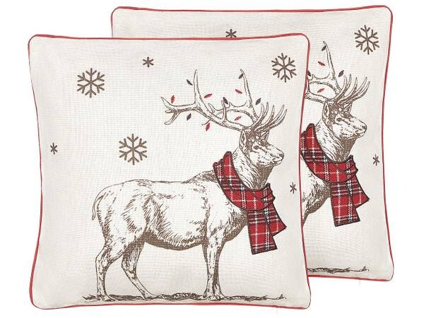 

Подушка Beliani 2 шт SVEN, 45x45x45 см цвет cremeweiß/rot/weiß