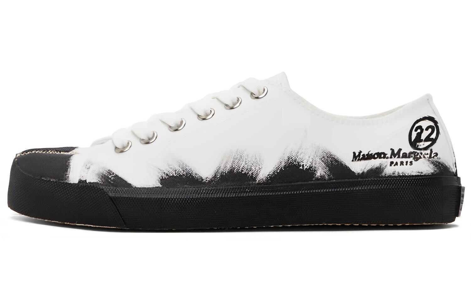 

Мужские парусиновые туфли Tabi с низким верхом, черного/белого цвета Maison Margiela