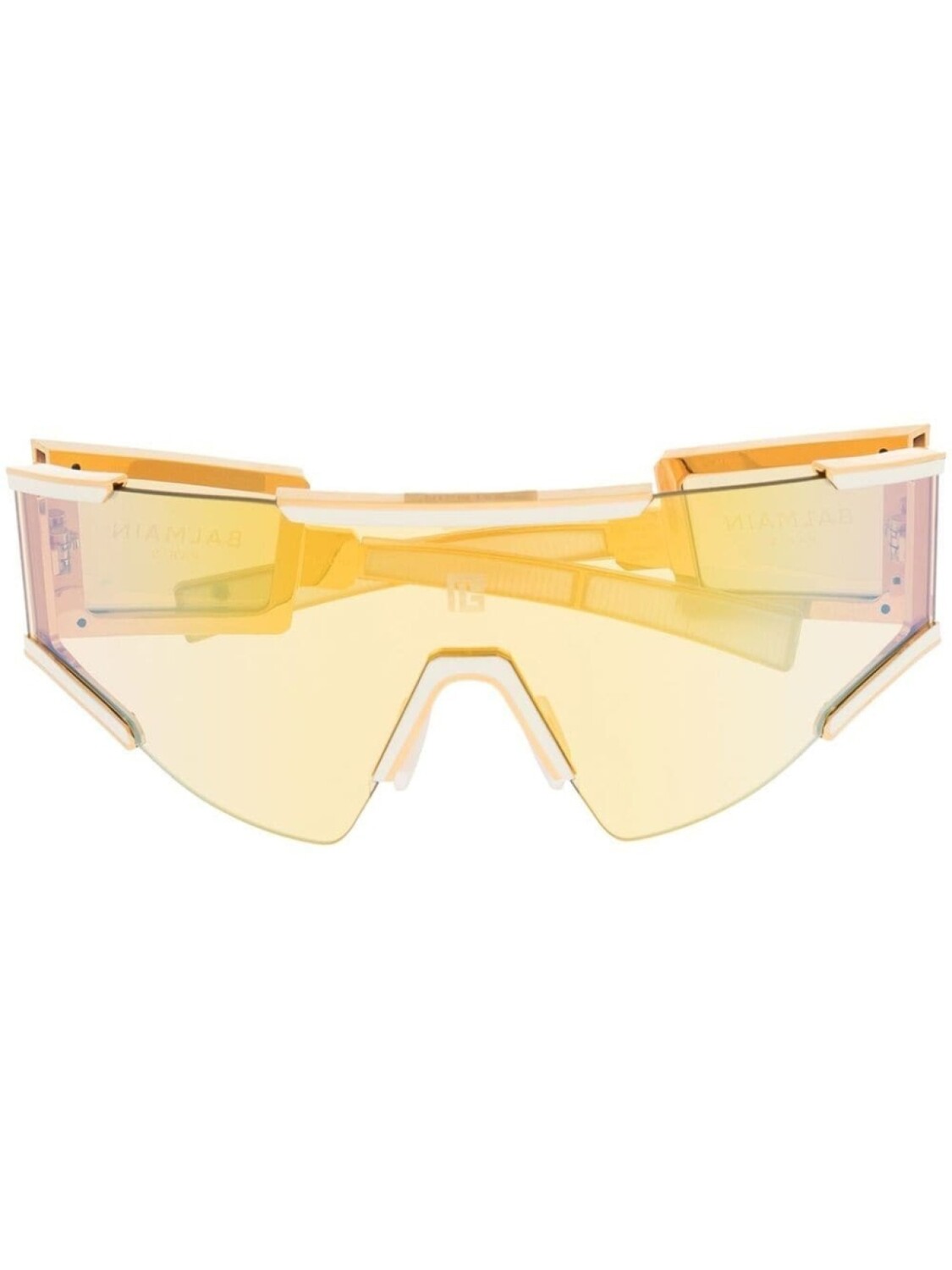 

Balmain Eyewear солнцезащитные очки-маска в прозрачной оправе, золотистый