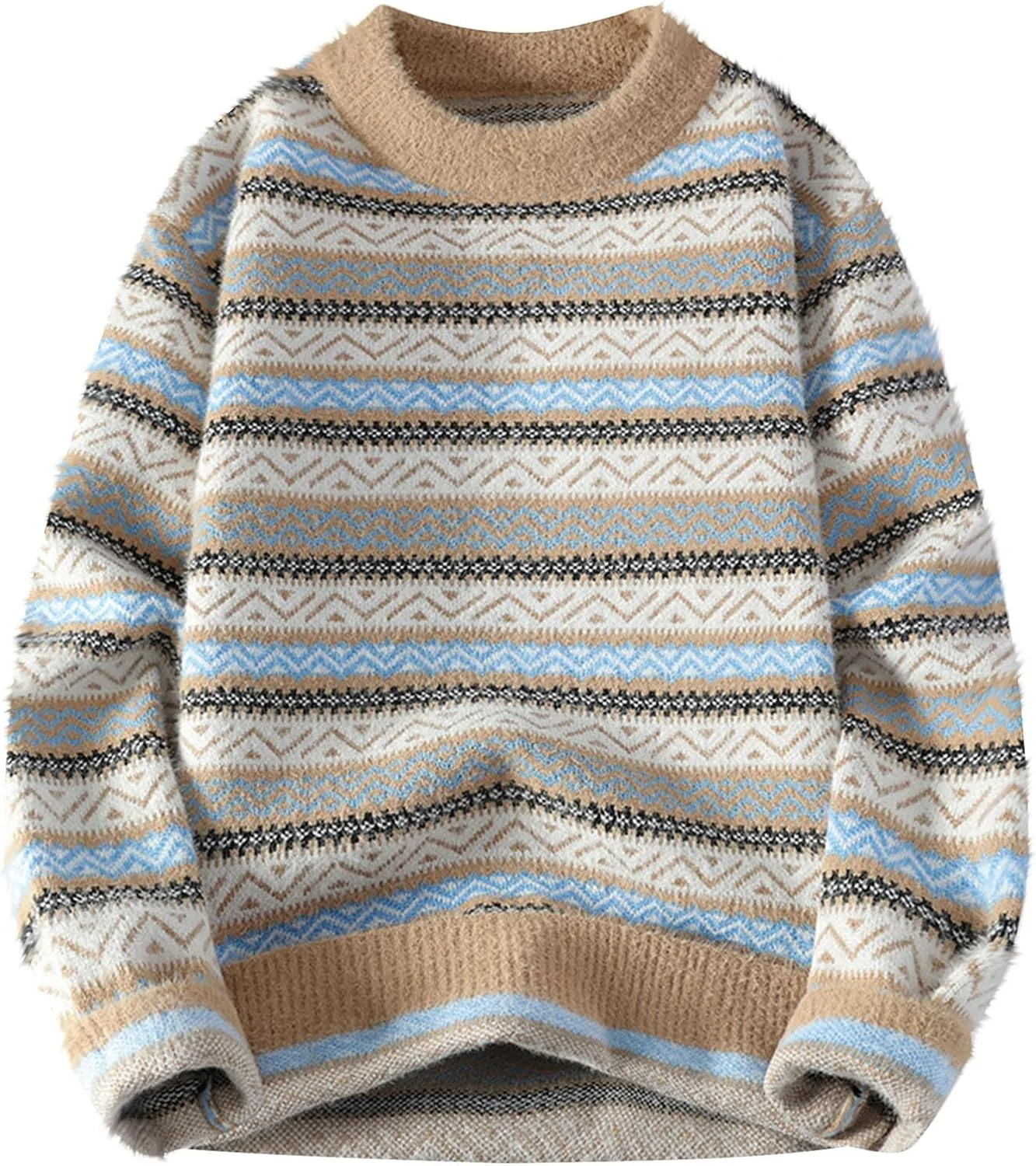 

Мужской и женский свитер оверсайз с длинным рукавом, полоска и цветные блоки