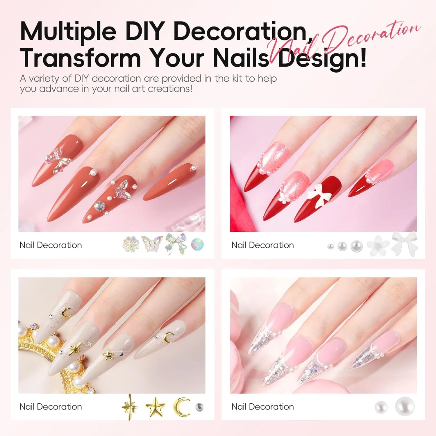 Набор полигелей для ногтей с УФ-лампой PEACECOLOR Peacecolor, 33 Pieces Sakura Fantasia Extension Gel Kit — фото 4