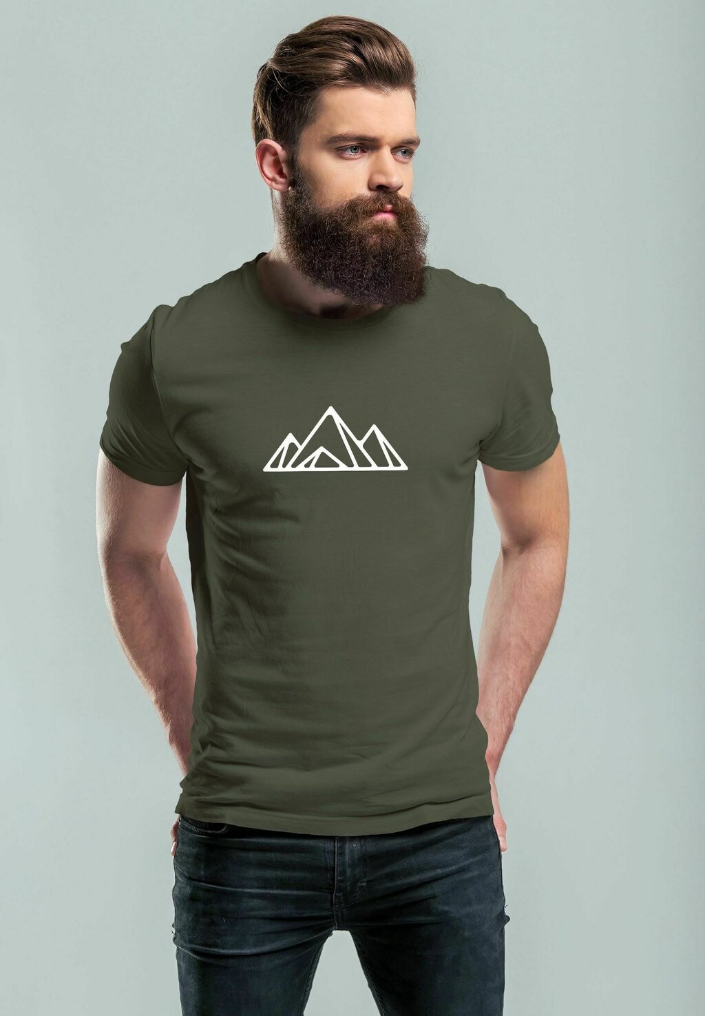 

Принт футболки Bergwanderung Polygon Design Outdoormode Neverless, зеленый