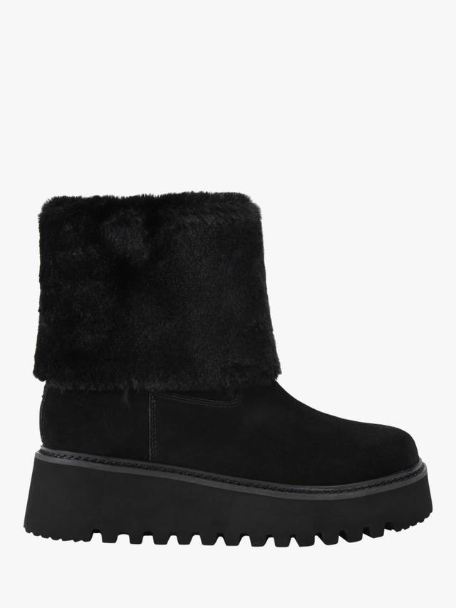 Туфли-ботфорты из искусственной замши с меховой отделкой KG Kurt Geiger, Black