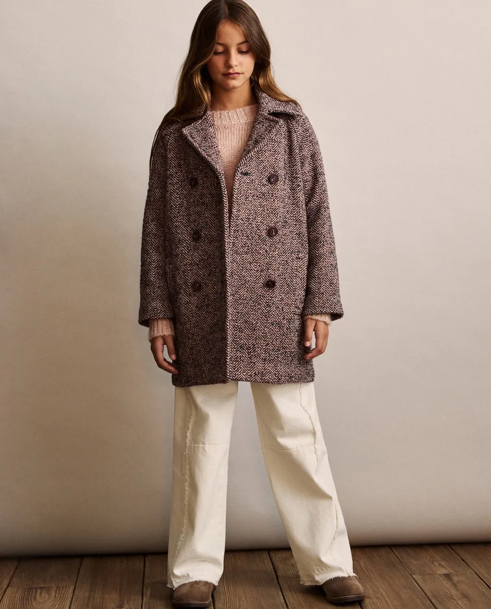 

Детское пальто из ткани в елочку грубой фактуры Coconut El Corte Inglés, антрацитовый