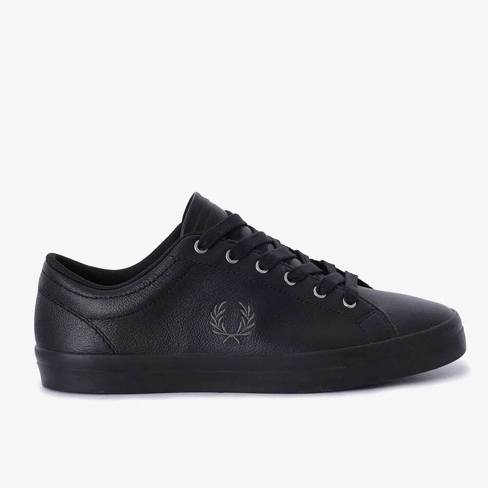 Мужские низкие кеды Baseline Leather чёрно-зелёные от Fred Perry