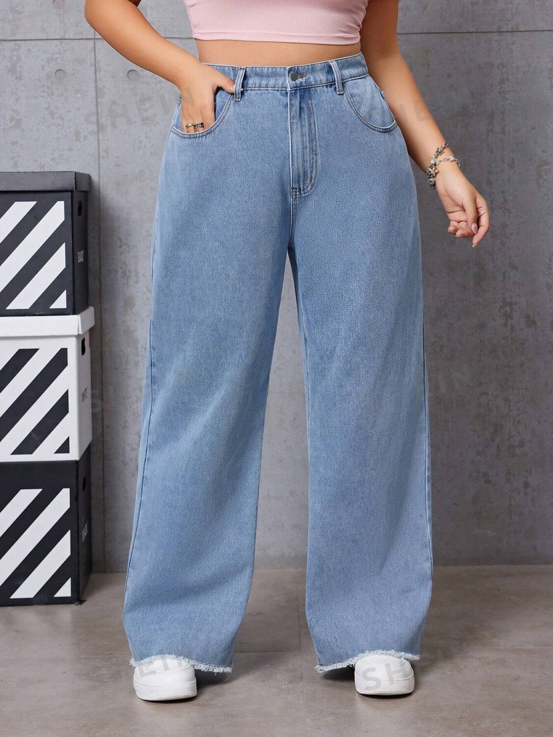 

EZwear Джинсы больших размеров для женщин Shein, светло-голубой