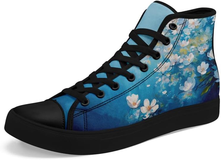

Унисекс модные высокие кеды на шнуровке из хлопка с цветочным принтом, повседневная обувь для ходьбы и тенниса, дышащие, для весны и лета Awsole, Floral Pattern Shoes1