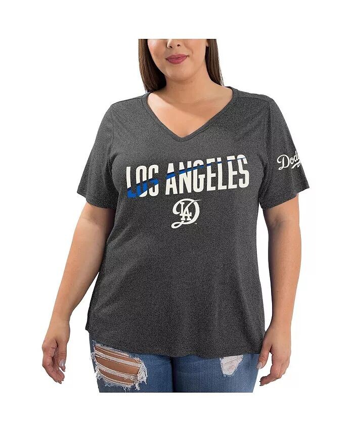 

Женская футболка Heather Charcoal Los Angeles Dodgers 2024 City Connect размера плюс New Era