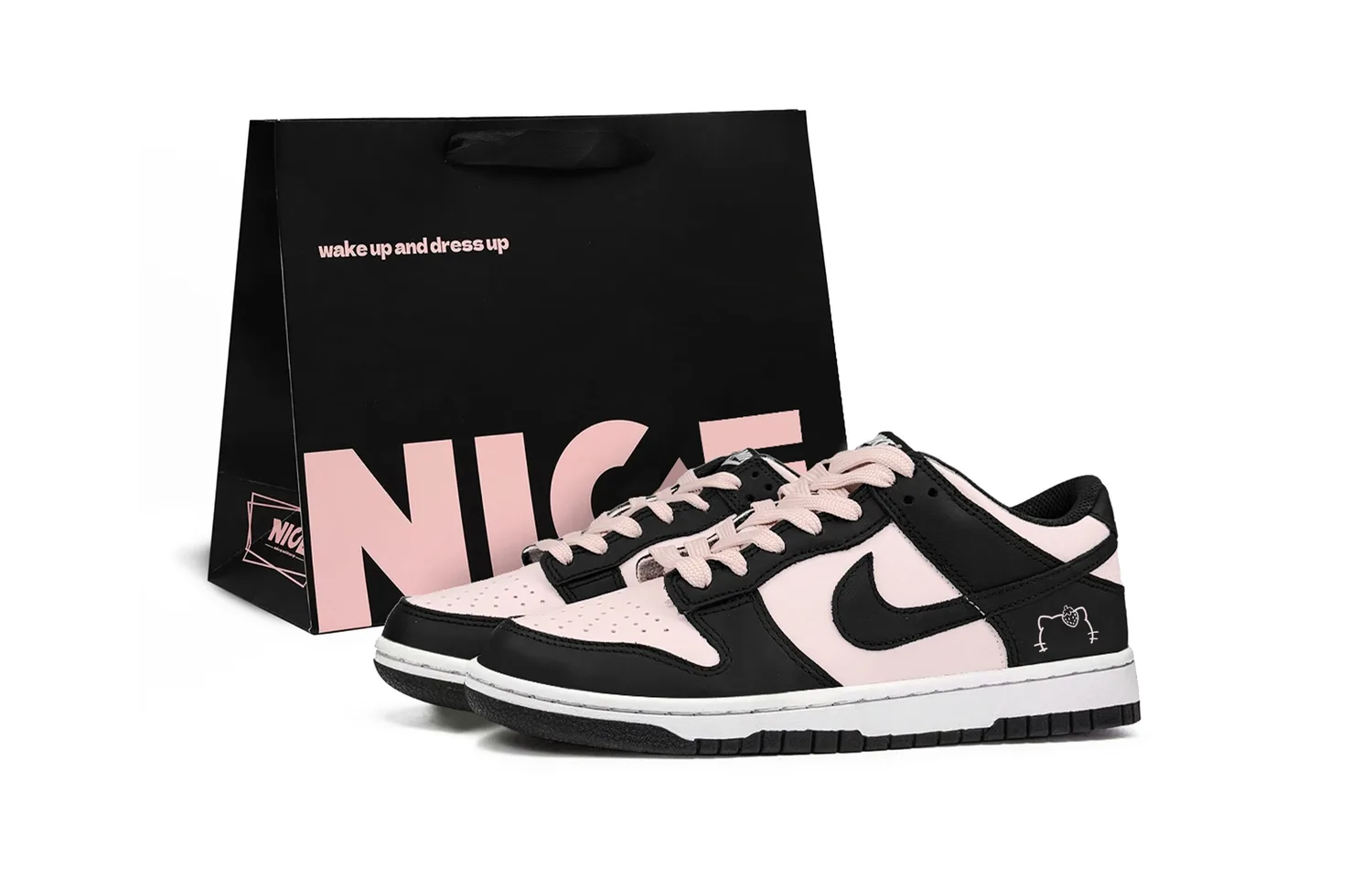 Nike Детские скейтбординг кроссовки dunk low top из синтетической кожи с противоскользящей подошвой black pink