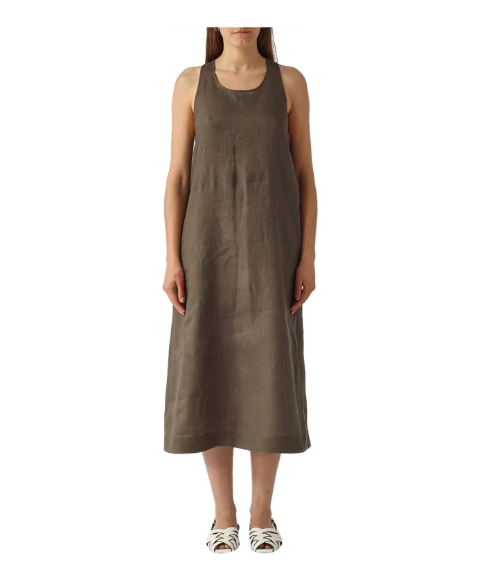 

Повседневное льняное платье с элегантной отделкой на спине. Max Mara, зеленый