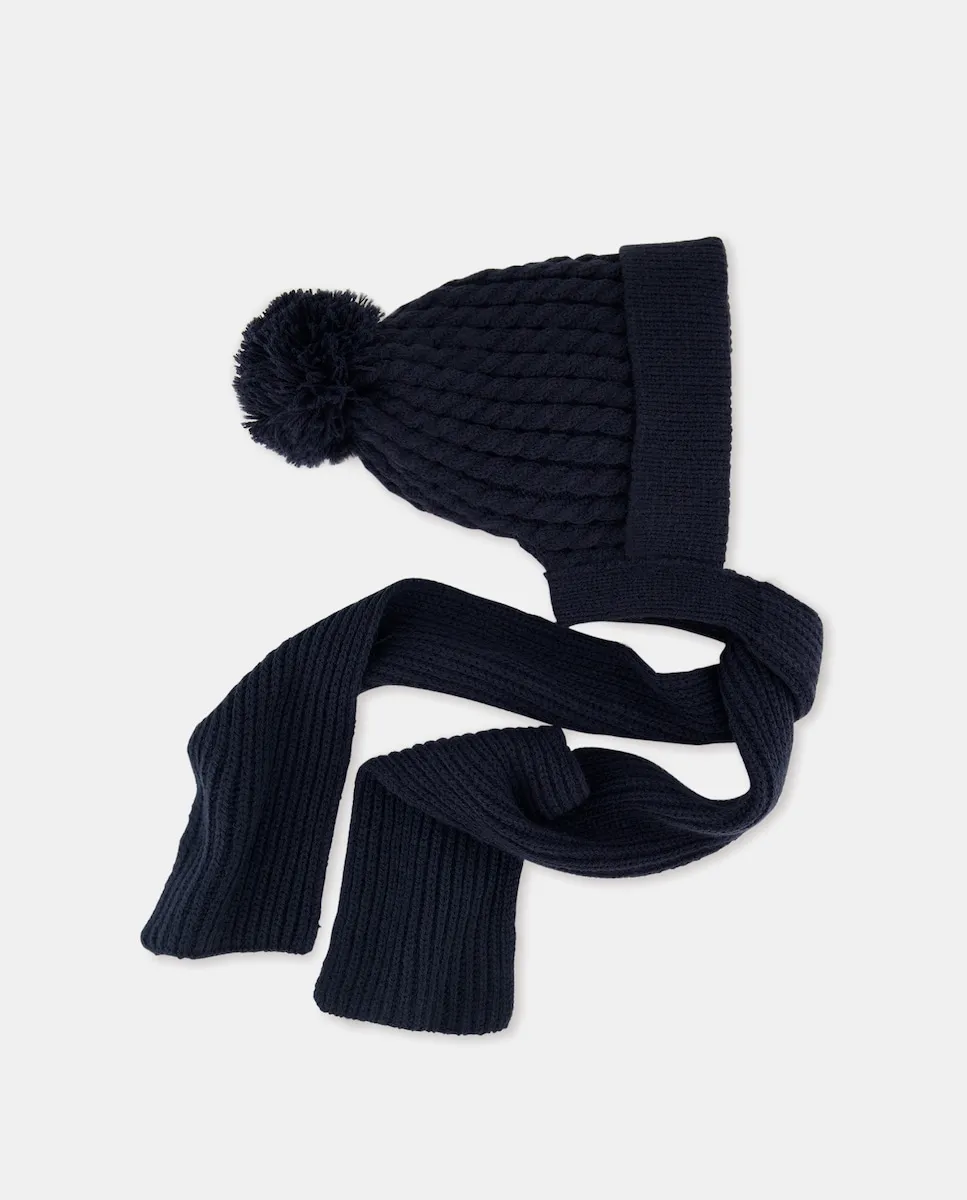 

Шапка с шарфом и косичками для малыша Baby El Corte Inglés, темно-синий