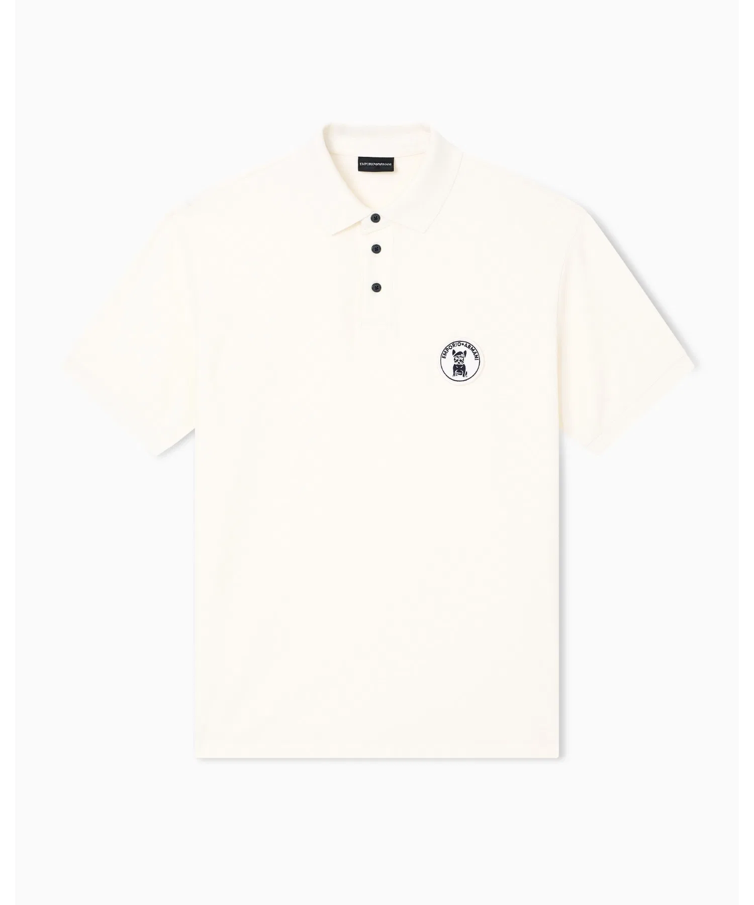 【Emporio Armani】Поло-рубашка из пике с нашивкой в виде французского бульдога — фото 2
