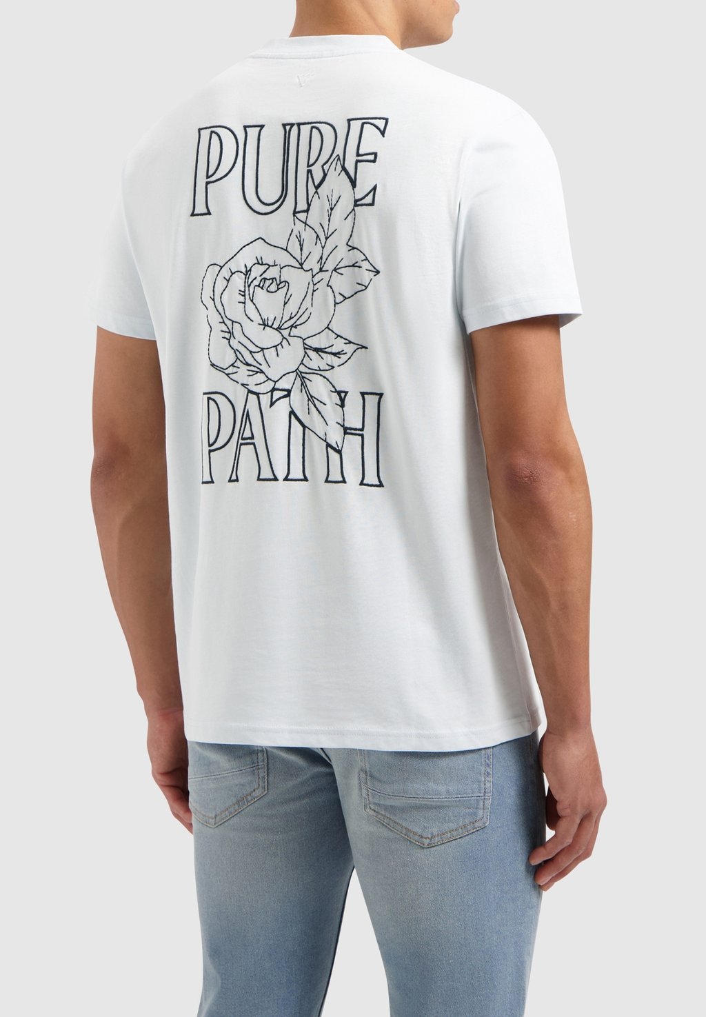 

Футболка с принтом REGULAR FIT CREWNECK Pure Path, светло-голубой
