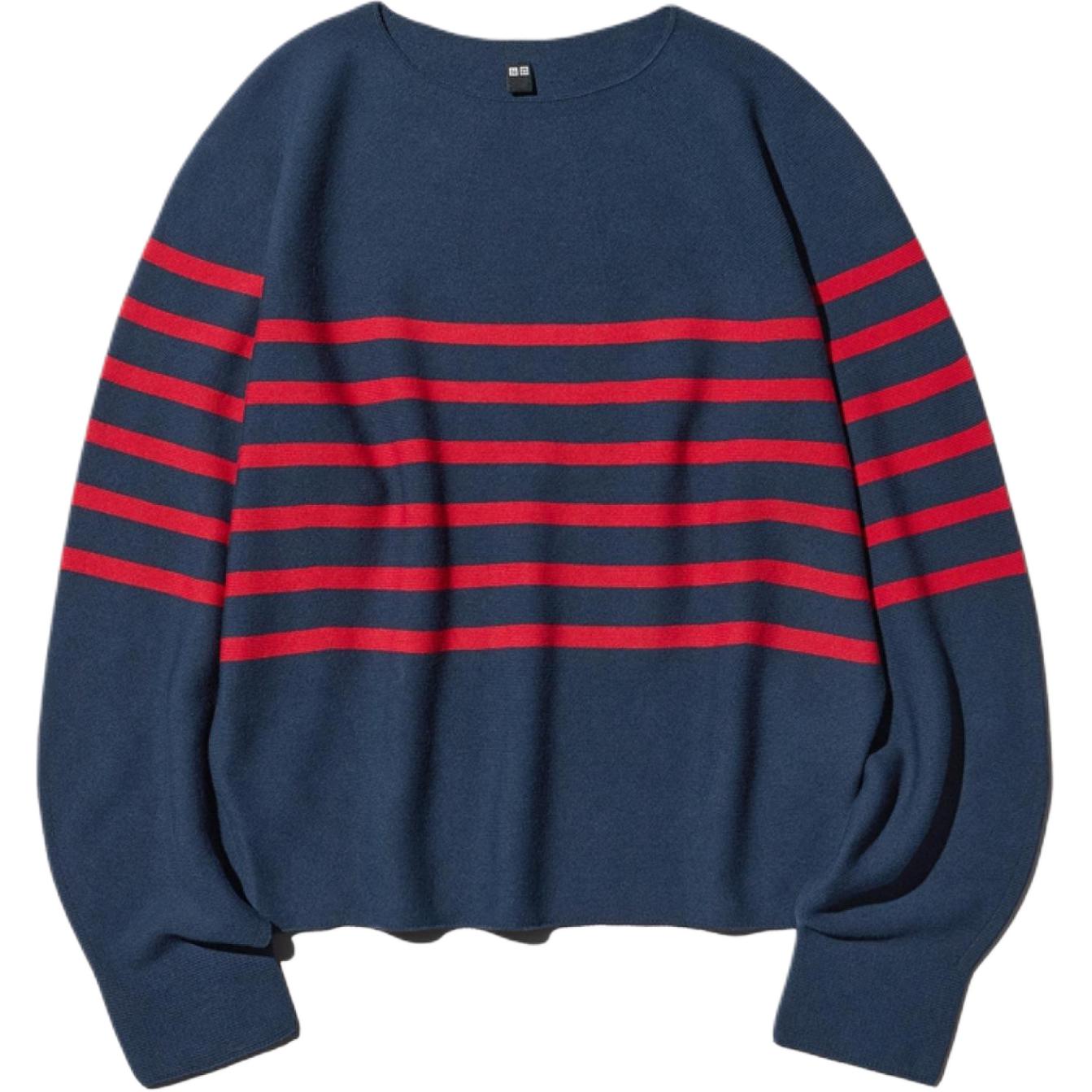 

UNIQLO Трикотажный джемпер женский Navy Blue с круглым вырезом Moderate