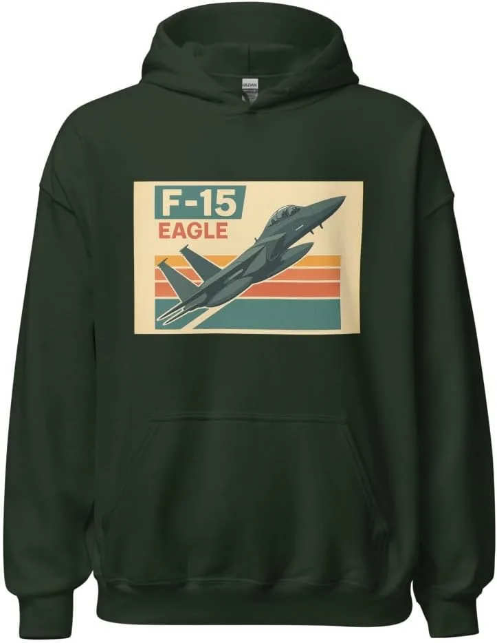 Толстовка F-15 Eagle - ретро-толстовка с истребителем ВВС США, теплый подарок для пилота Generic, зеленый