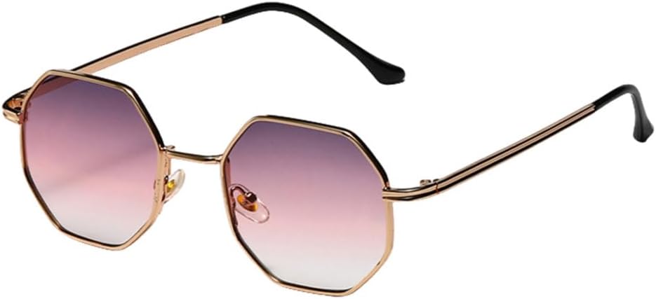 

MUTYNE Женские винтажные солнцезащитные очки Мужские металлические золотисто-зелено-коричневые восьмиугольные солнцезащитные очки для женщин Polygon UV400, Purple Pink Lens