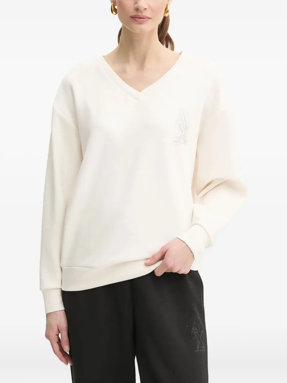 

Свитшот с лого-отделкой Armani Exchange, белый