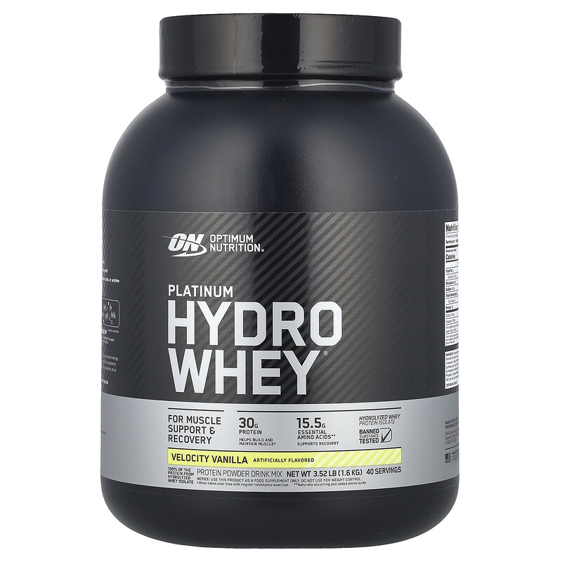 

Optimum Nutrition, Platinum Hydro Whey, Velocity Vanilla, 1,6 кг (3,52 фунта)