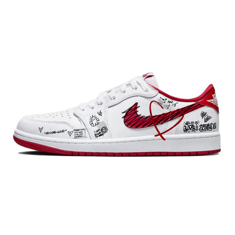 

Кроссовки Air Jordan 1 Vintage Basketball Shoes Men Low-top White/red, красный