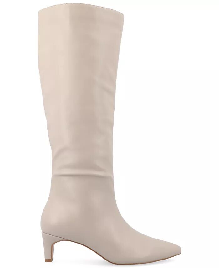 Женские сапоги Tullip Wide Width на каблуке-рюмочке с острым носком, до колена Journee Collection, коричневый/бежевый — фото 2