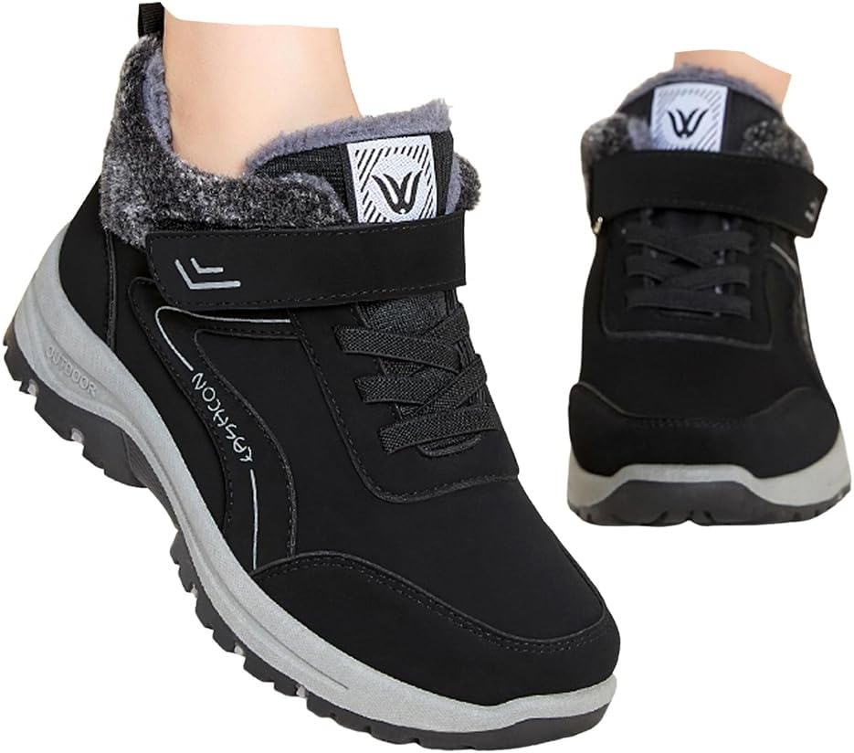 

зимние ботинки для женщин и мужчин, водонепроницаемые, утепленные мехом, с платформой и ребристой подошвой Jyswoshoe, серый