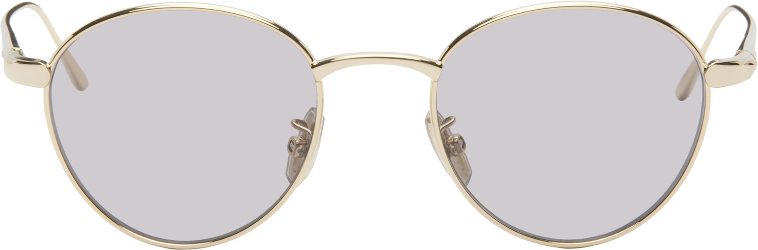 

Золотые тонкие солнцезащитные очки LOEWE, Gold/Smoke