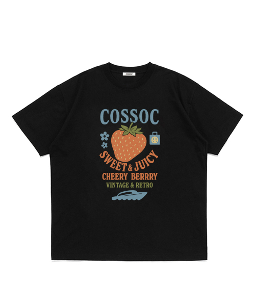 

COSO Футболка с коротким рукавом, ретро-стиль, Jushi, черная