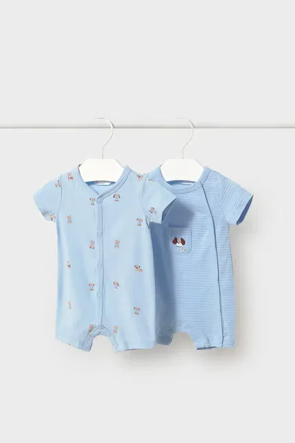 Ромпер детский с коротким рукавом 2 шт Mayoral Newborn, синий