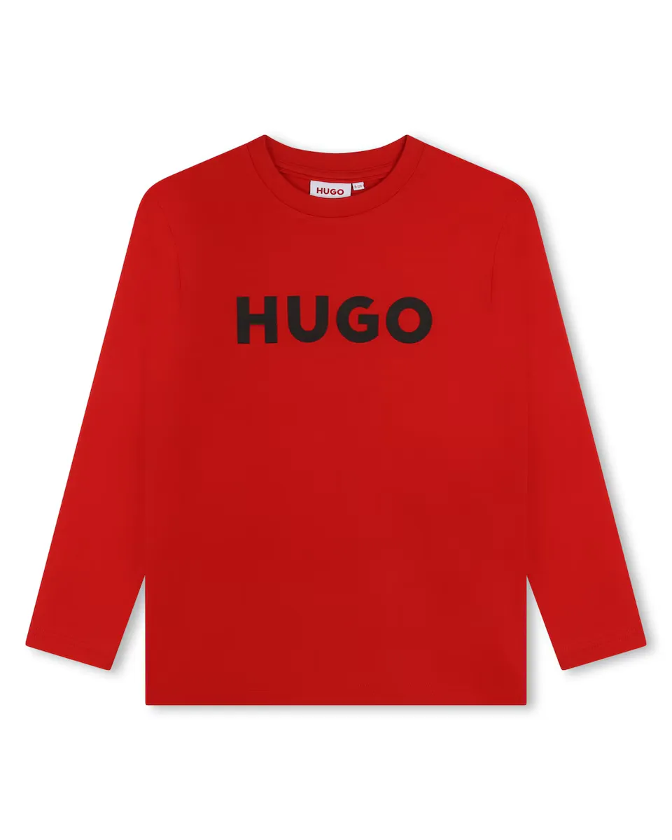 

Футболка для мальчика с длинными рукавами из 100% хлопка Hugo, красный