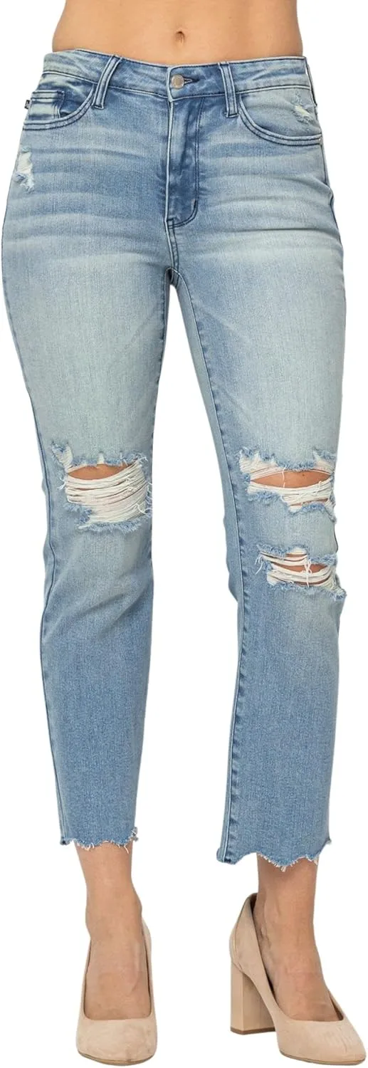 

Judy Blue женские джинсы mid-rise destroyed tinted wash cropped straight-leg 88512
