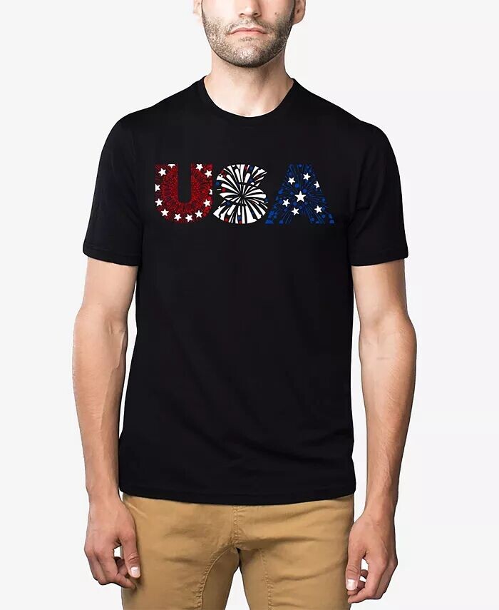

USA Fireworks - мужская футболка Premium Blend Word Art LA Pop Art, черный