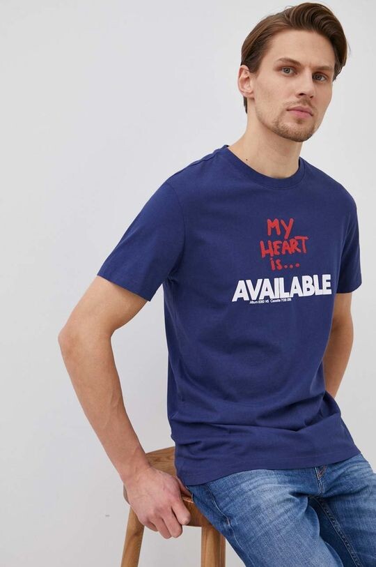 

Хлопковая футболка Desigual, темно-синий