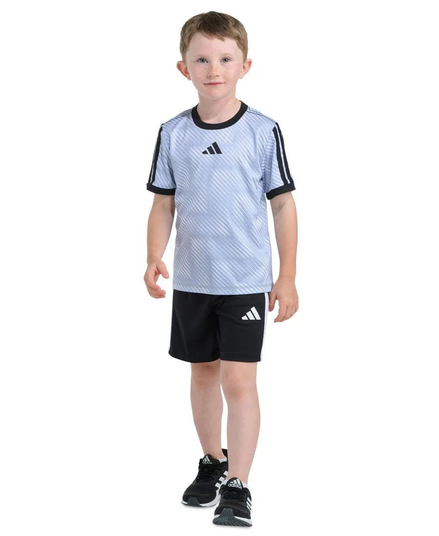 Детский комплект из футболки и шорт с принтом (2T-7), размер 2T Adidas, черный/синий