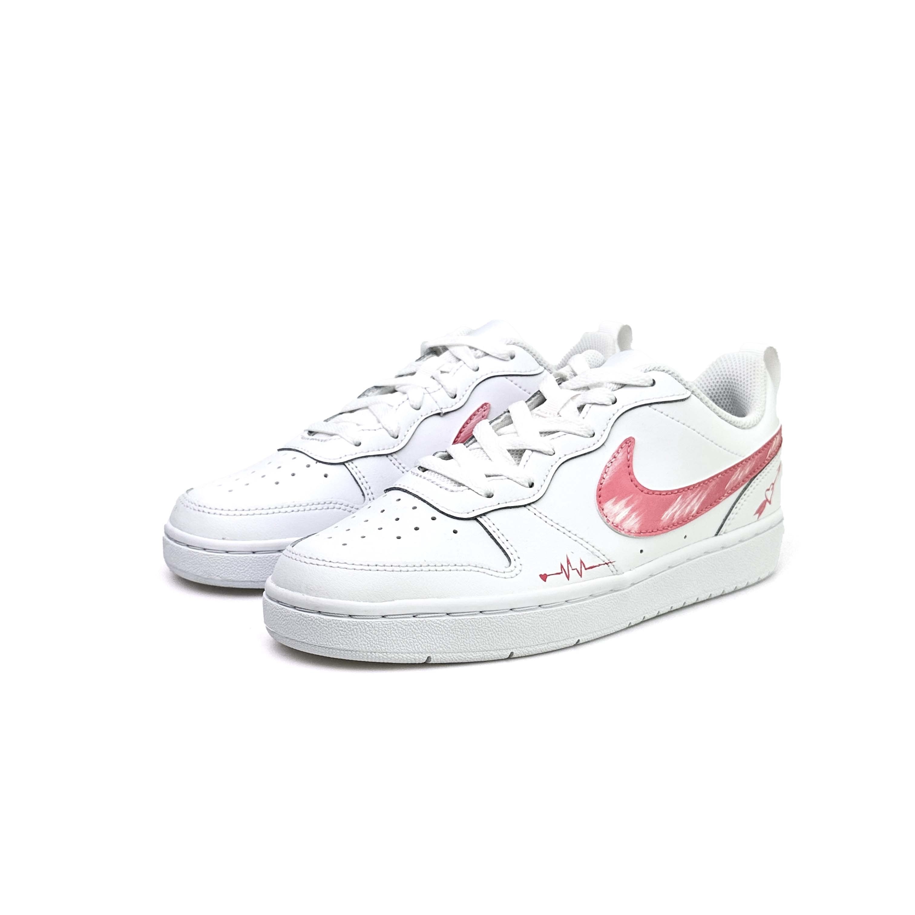 Детские скейтерские кроссовки Court Borough для младших школьников Nike, белый/розовый — фото 4